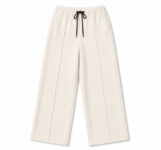 Pleated Relaxed Cream Trouser