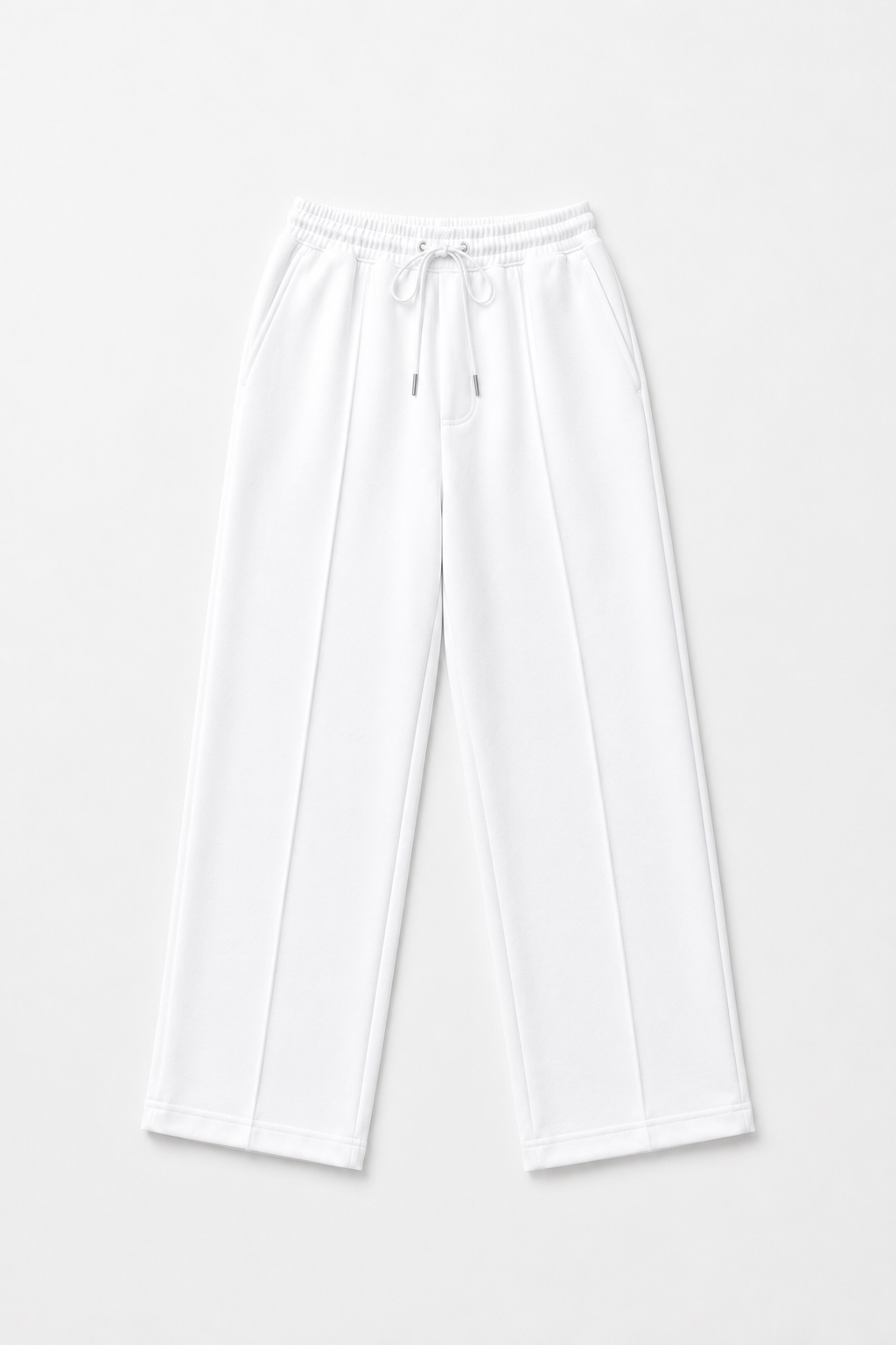 Pleated Relaxed White Trouser