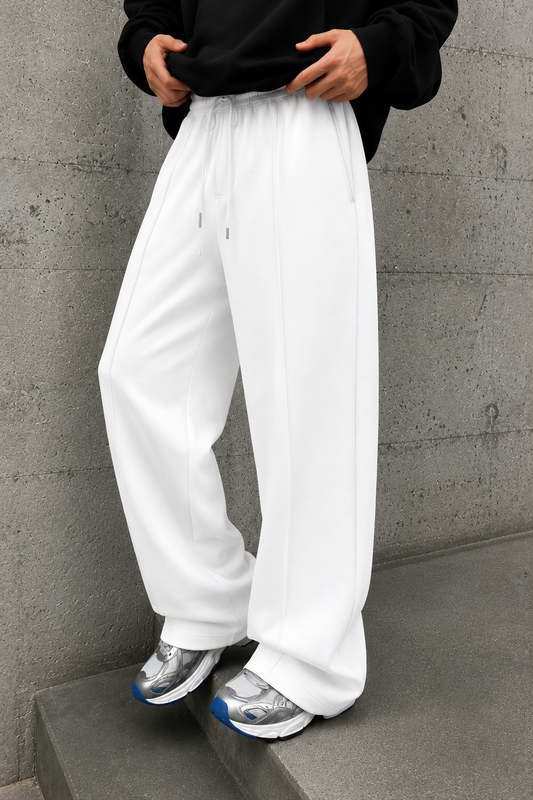 Pleated Relaxed White Trouser