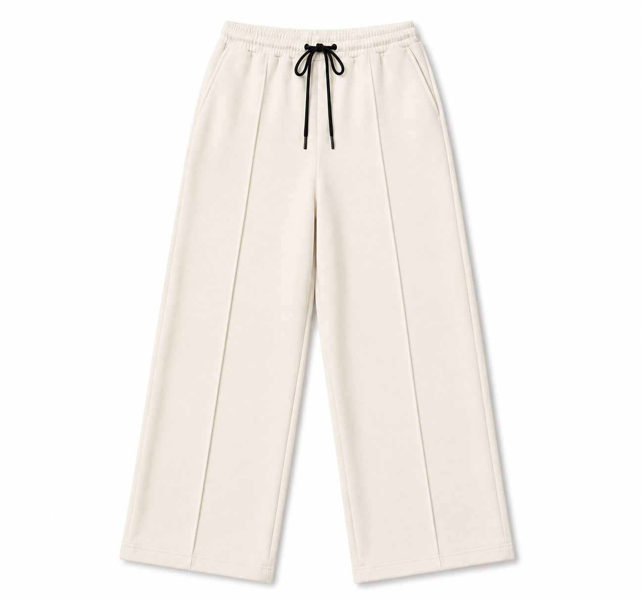 Pleated Relaxed Cream Trouser