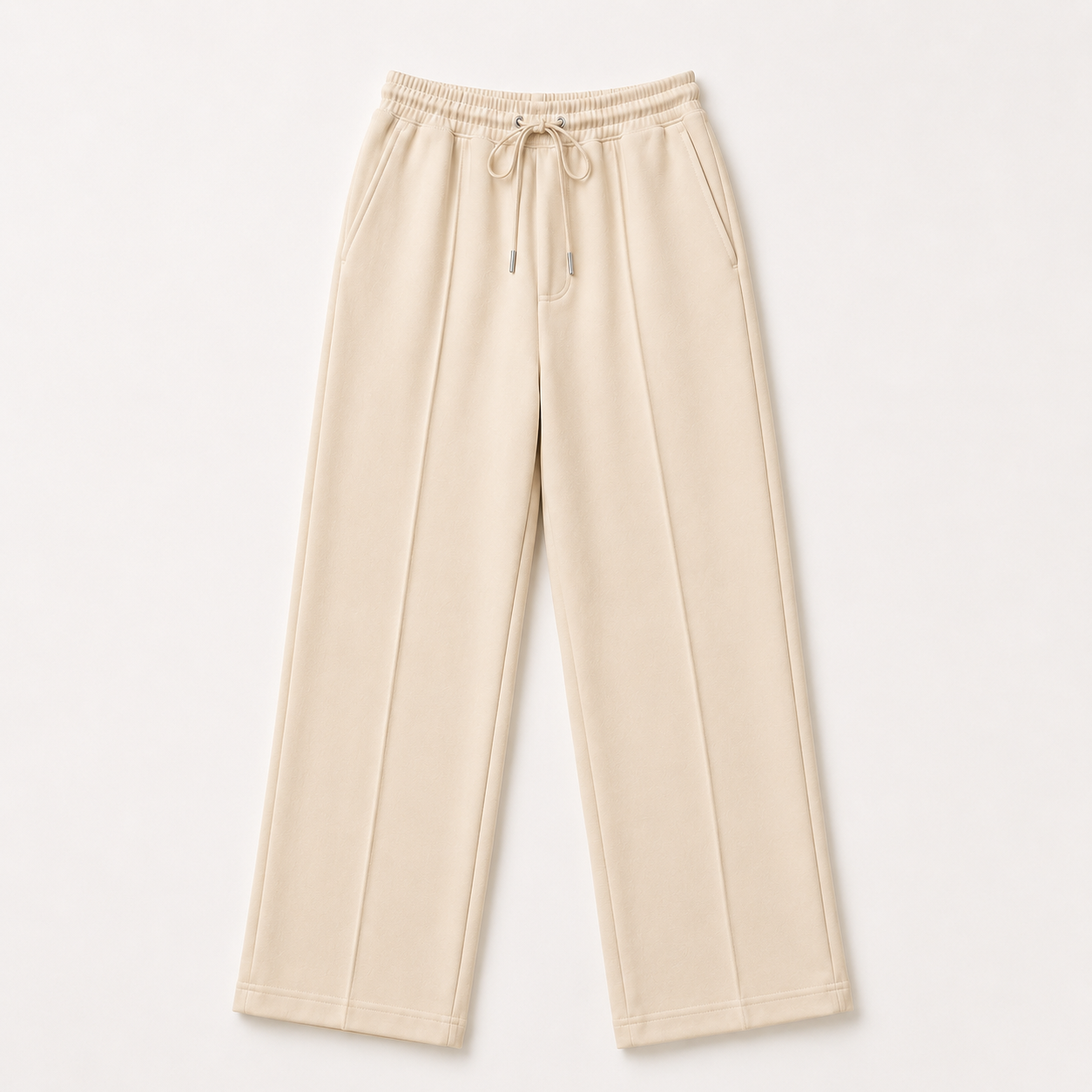 Pleated Relaxed Beige Trouser