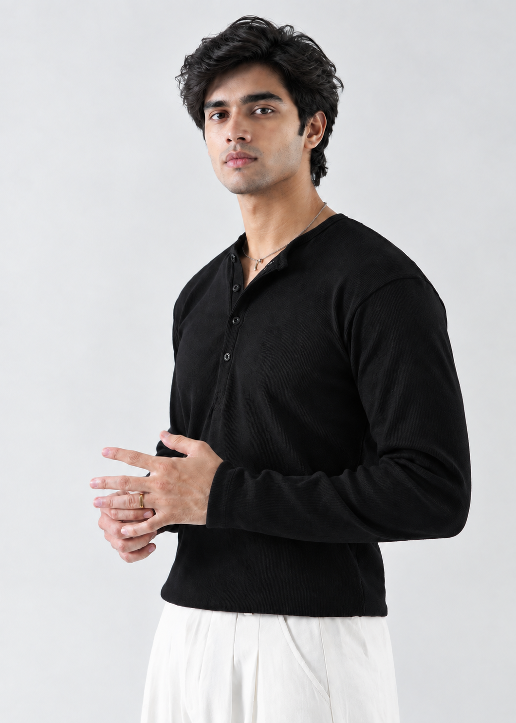 Premium Black Henley
