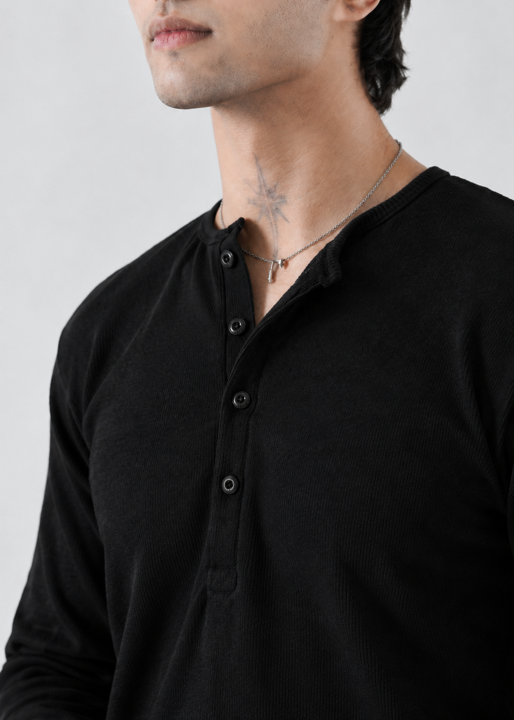 Premium Black Henley
