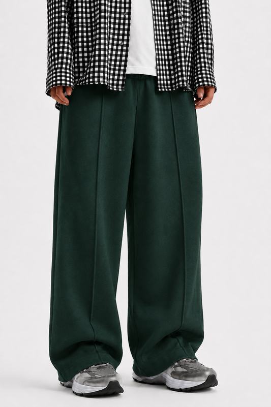 Pleated Relaxed Dark Green Trouser