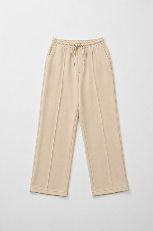 Pleated Relaxed Beige Trouser