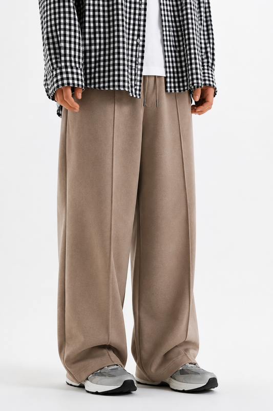 Pleated Relaxed Light Brown Trouser