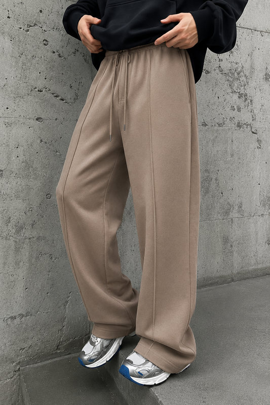 Pleated Relaxed Light Brown Trouser