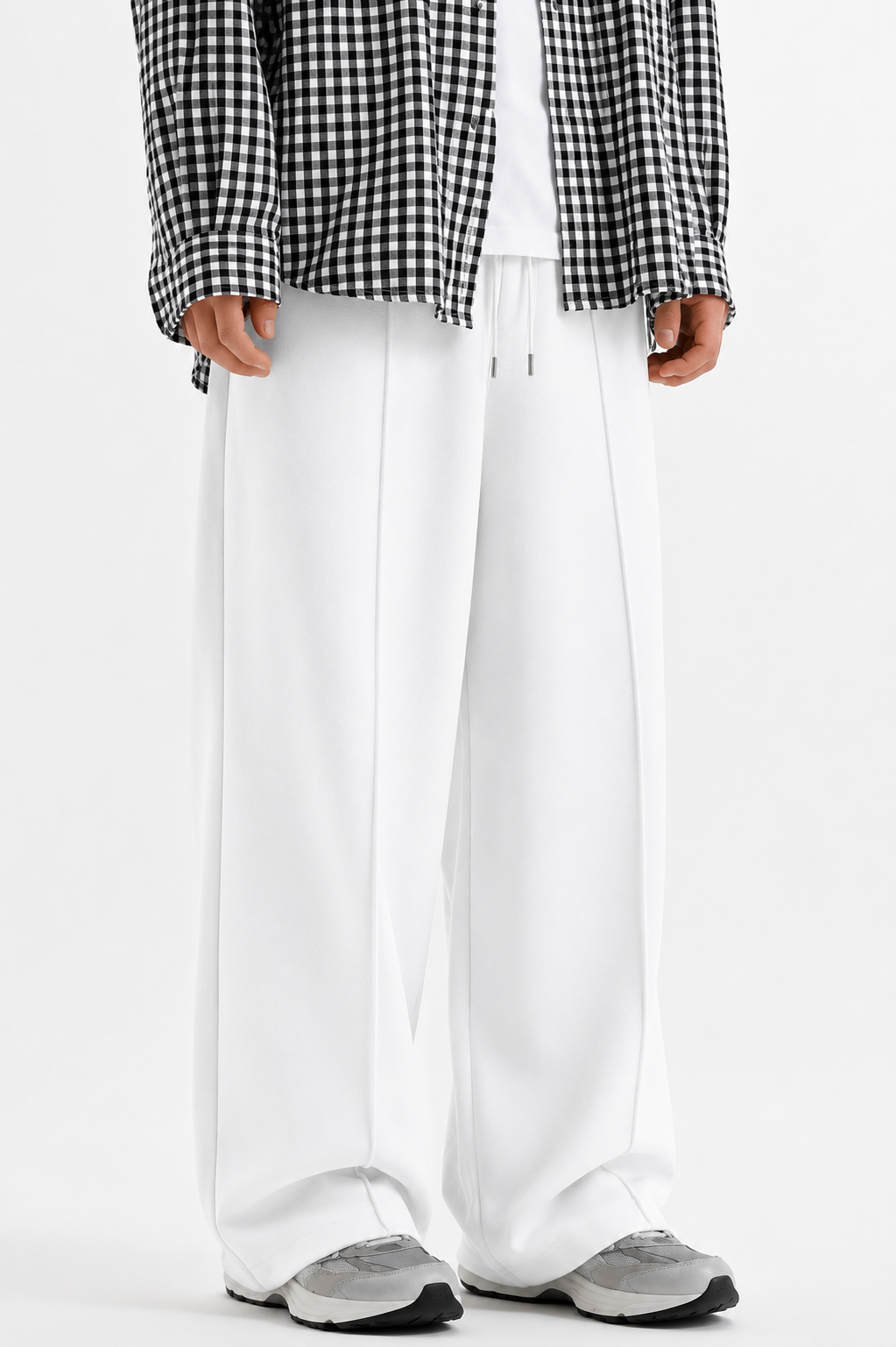 Pleated Relaxed White Trouser