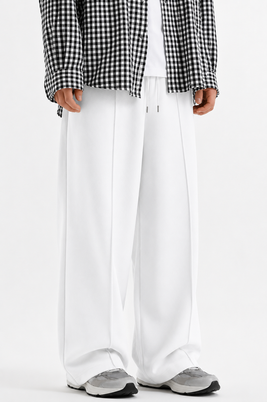 Pleated Relaxed White Trouser