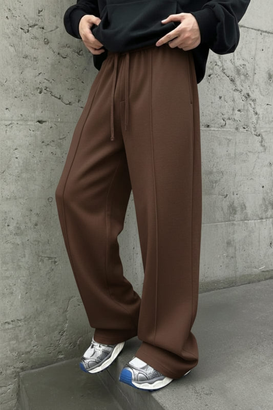 Pleated Relaxed Brown Trouser