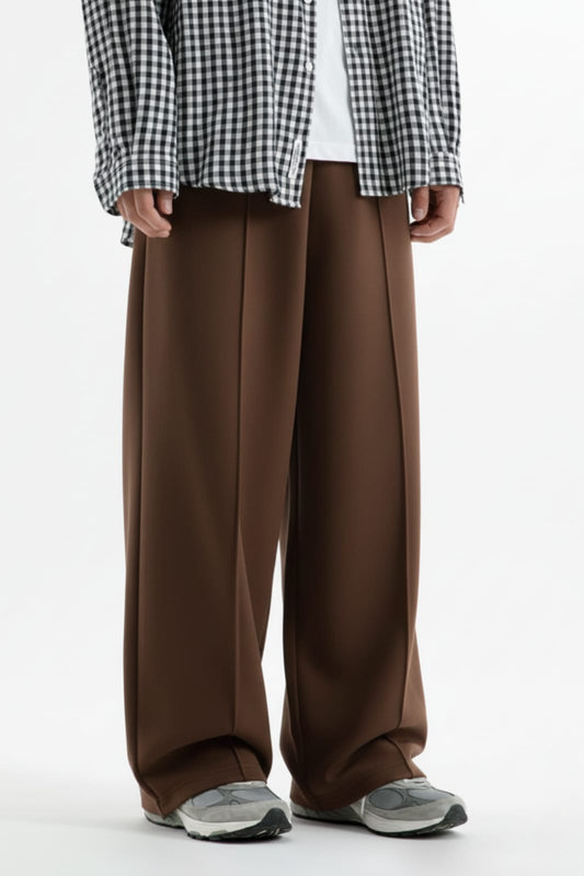 Pleated Relaxed Brown Trouser